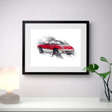 Classic Lotus Elan Sprint - red/white - A3/A4 Print "Splatter"
