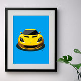 Lotus Evora - yellow on blue - A3/A4 Stylised Print