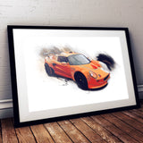 Lotus Exige S1 - Chrome Orange / Black - A3/A4 Print "Splatter"