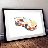 Lotus Exige S1 - Chrome Orange / Black - A3/A4 Print "Watercolour"