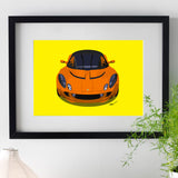 Lotus Elise S2 - orange on yellow - A3/A4 Stylised Print