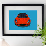 Lotus Elise S2 - red on blue - A3/A4 Stylised Print