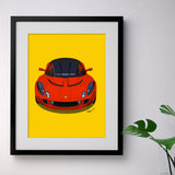 Lotus Elise S2 - red on yellow - A3/A4 Stylised Print