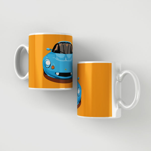 Lotus Elise S1 - Mexico Blue on orange mug