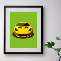 Lotus Evora - yellow on green - A3/A4 Stylised Print