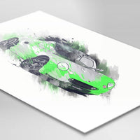 Lotus Elise S1 - Green / Black - A3/A4 Print "Splatter"