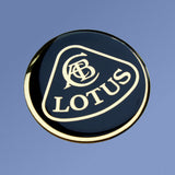 LOTUS chrome silver / gold & black resin domed front nose badges (58mm)