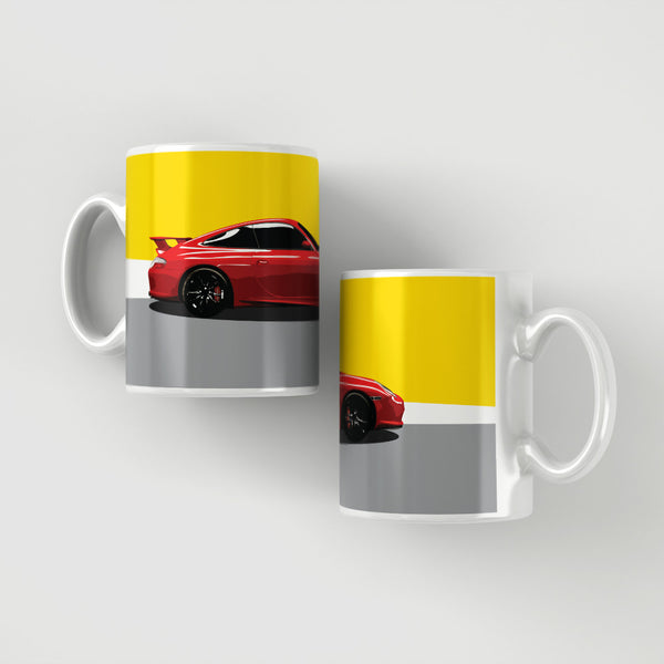 Porsche GT3 - Red / yellow / grey stripe mug