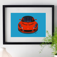 Lotus Elise S2 - red on blue - A3/A4 Stylised Print