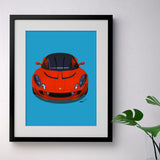 Lotus Elise S2 - red on blue - A3/A4 Stylised Print