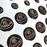 Silver & black 3D Domed Lotus mini-badges