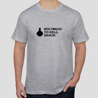 Retro Gauntlet "USE MAGIC TO KILL DEATH" slogan t-shirt