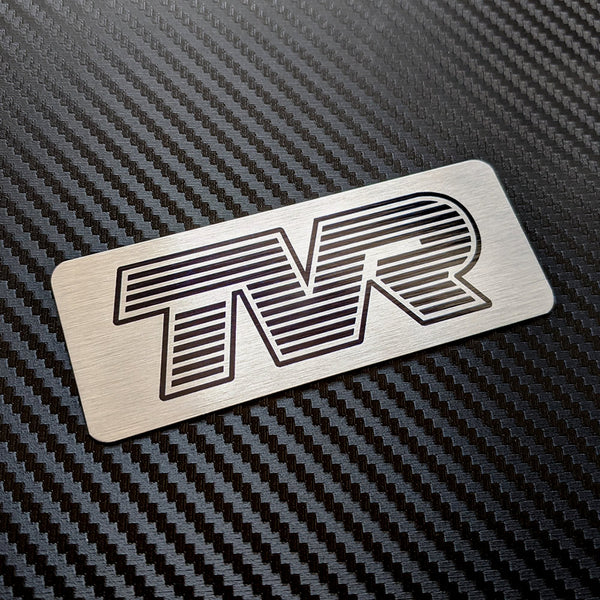 "TVR" logo V8 engine plaque