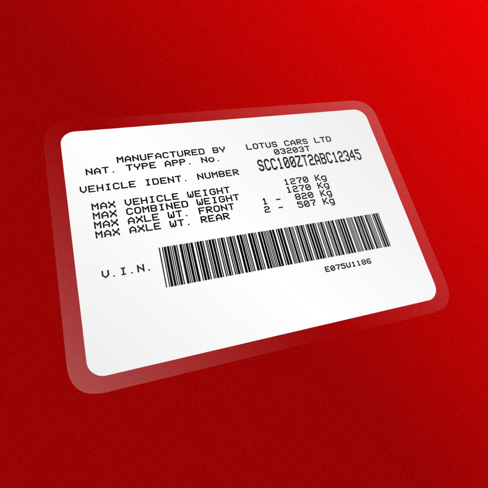 Personalised Lotus Vehicle Identification (VIN) label – Divine Handcraft