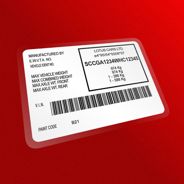 Car Information Sticker Personalised Lotus Vehicle Identification (VIN) label – Divine Handcraft